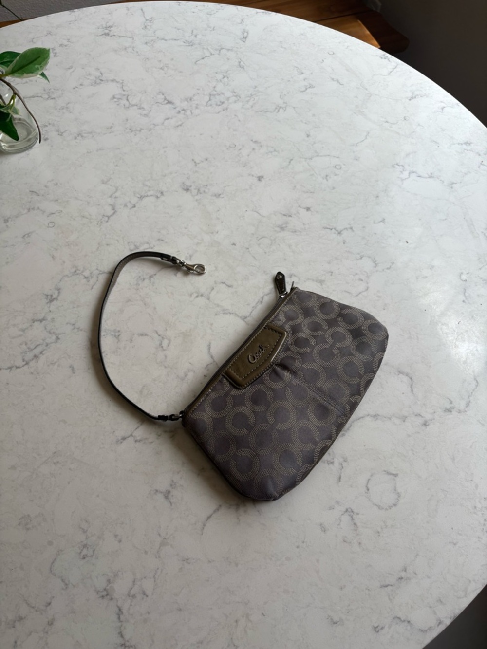 Coach Gray Signature Jacquard Wristlet Shoulder Bag
